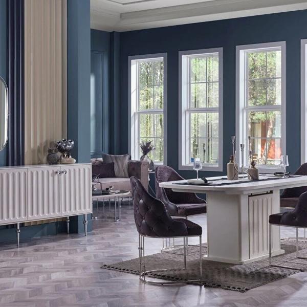 Blanca Alternative Dining Table (Extendable) + Blanca Chair (6289) - Chrome