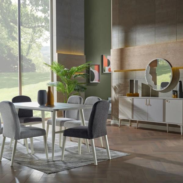Alya Dining Table (Fixed) & Alya Chair (8218)