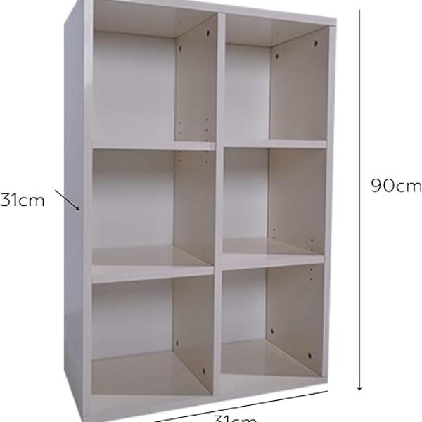 6-Cube Reversible Open Shelf, Bookcase Wooden Cabinet, Office, Living Room, Bedroom - White