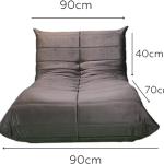 Fireside Chair, Wood Frame Oversized Armless Soft Velvet Accent Chair Bean Bag Couch (Dark Brown)