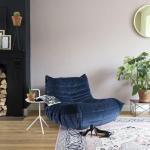 Fireside Chair, Wood Frame Oversized Armless Soft Velvet Accent Chair Bean Bag Couch (Dark Blue)