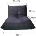 Fireside Chair, Wood Frame Oversized Armless Soft Velvet Accent Lounge Chair Bean Bag Couch (Black)