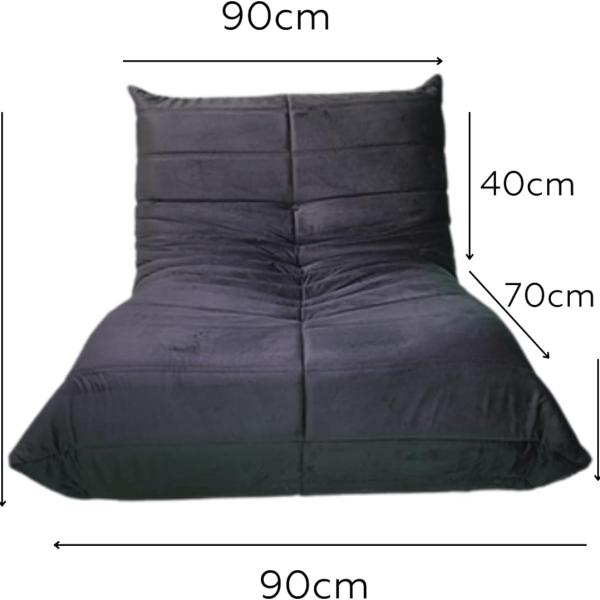 Fireside Chair, Wood Frame Oversized Armless Soft Velvet Accent Lounge Chair Bean Bag Couch (Black)