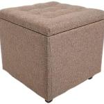 45Cm Cube Pouffe (Brown, Linen Texture)