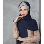Luxury Hijab Muslim Women Head Turbans Scarf Foulard Hand Embroidered Practical Shawl