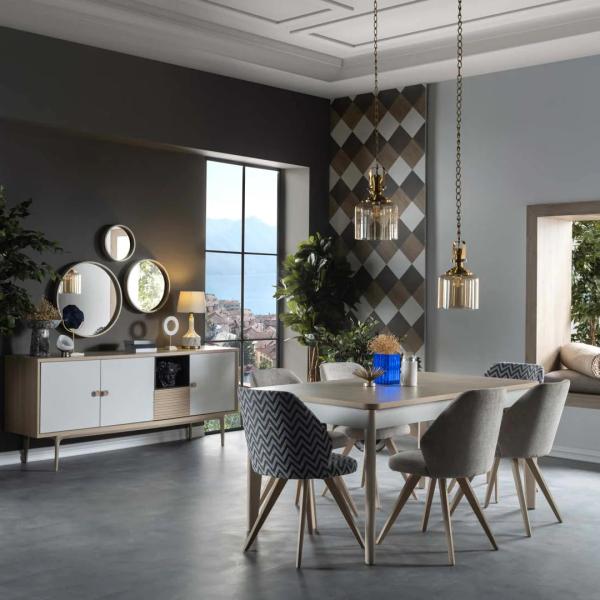 Retro Dining Table (Fixed) + Retro Chair (6254)