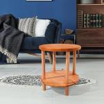 Round Coffee Table With 2 Tier Shelves - Tea Table For Living Room, Bedroom, 100% Solid Beech Wood