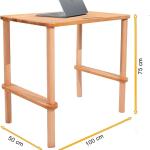 100% Solid Beech Wood Desk, Computer Desk, Writing Desk, Stylish, Easy Assembly 100 * 50 * 75 Cm