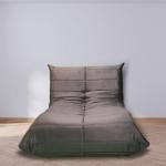 Fireside Chair, Wood Frame Oversized Armless Soft Velvet Accent Chair Bean Bag Couch (Dark Brown)