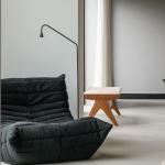 Fireside Chair, Wood Frame Oversized Armless Soft Velvet Accent Lounge Chair Bean Bag Couch (Black)