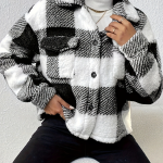 Double-Sided Plush Button Cardigan With Patch Pockets - Casual Jacket For Women