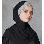 Luxury Hijab Muslim Women Head Turbans Scarf Foulard Hand Embroidered Practical Shawl