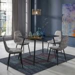 Marble Dining Table & Chair (Fixed) - Black