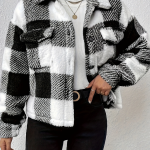 Double-Sided Plush Button Cardigan With Patch Pockets - Casual Jacket For Women