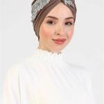 Hijab Muslim Women Head Turbans Scarf Hand Embroidered Bonnet Wedding