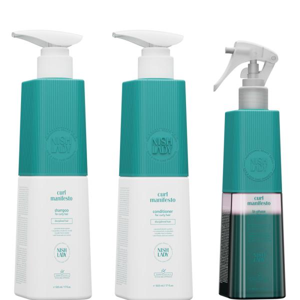 Curl Manifesto SET for Curly Hair contains; Shampoo & Conditioner & Bi-Phase Conditioner