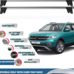 Lockable Car Roof Rack Cross Bars for Volkswagen T-Cross 2018 Onwards, Fits Raised Roof Rails with Gap to Car Roof, Ideal Rail Carrier for Kayak Roof Rack, 2-Piece Grey