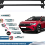 Lockable Car Roof Rack Cross Bars for Volkswagen Taigo 2019 Onwards, Fits Raised Roof Rails with Gap to Car Roof, Ideal Rail Carrier for Kayak Roof Rack, 2-Piece Black