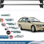 Lockable Car Roof Rack Cross Bars for Volvo V40 Estate 1995-2004, Fits Raised Roof Rails with Gap to Car Roof, Ideal Rail Carrier for Kayak Roof Rack, 2-Piece Grey