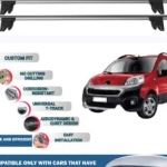 Lockable Car Roof Rack Cross Bars for Fiat Fiorino/Qubo Van 2007-2024 4 Pcs Grey