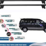 Lockable Car Roof Rack Cross Bars for Hyundai Starex 2008-2023, Fits Raised Roof Rails with Gap to Car Roof, Ideal Rail Carrier for Kayak Roof Rack, 2-Piece Black