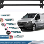 Lockable Car Roof Rack Cross Bars for Mercedes Benz Vito W447 2014-2020, Fits Raised Roof Rails with Gap to Car Roof, Ideal Rail Carrier for Kayak Roof Rack, 2-Piece Black