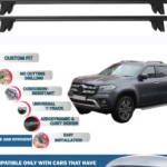 Lockable Car Roof Rack Cross Bars for Mercedes Benz X-Class 2017-2020, Fits Raised Roof Rails with Gap to Car Roof, Ideal Rail Carrier for Kayak Roof Rack, 2-Piece Black