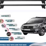 Lockable Car Roof Rack Cross Bars for Peugeot Partner Tepee 2008-2018 4 Pcs Black