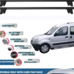 Car Roof Rack Cross Bars for Renault Kangoo 1997-2007 Kayak Roof Rack 4 Pcs Black