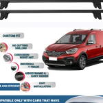 Car Roof Rack Cross Bars for Renault Kangoo Express Panel Van 2008-2021 4 Pcs Black