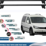 Car Roof Rack Cross Bars for Volkswagen Caddy 2003-2015 Kayak Roof Rack 4 Pcs Black