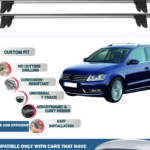 Lockable Car Roof Rack Cross Bars for Volkswagen Passat Variant B7 2010-2014, Fits Raised Roof Rails with Gap to Car Roof, Ideal Rail Carrier for Kayak Roof Rack, 2-Piece Grey