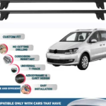 Lockable Car Roof Rack Cross Bars for Volkswagen Sharan 2010-2022, Fits Raised Roof Rails with Gap to Car Roof, Ideal Rail Carrier for Kayak Roof Rack, 2-Piece Black