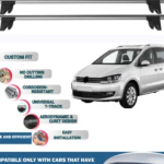 Lockable Car Roof Rack Cross Bars for Volkswagen Sharan 2010-2022, Fits Raised Roof Rails with Gap to Car Roof, Ideal Rail Carrier for Kayak Roof Rack, 2-Piece Grey