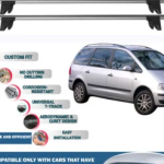 Lockable Car Roof Rack Cross Bars for Volkswagen Sharan 1995-2010, Fits Raised Roof Rails with Gap to Car Roof, Ideal Rail Carrier for Kayak Roof Rack, 2-Piece Grey