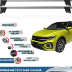 Lockable Car Roof Rack Cross Bars for Volkswagen T-Roc 2017-2023, Fits Raised Roof Rails with Gap to Car Roof, Ideal Rail Carrier for Kayak Roof Rack, 2-Piece Grey