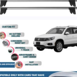 Lockable Car Roof Rack Cross Bars for Volkswagen Tiguan 5N 2007-2016, Fits Raised Roof Rails with Gap to Car Roof, Ideal Rail Carrier for Kayak Roof Rack, 2-Piece Grey