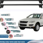 Lockable Car Roof Rack Cross Bars for Volkswagen Touareg 2003-2010, Fits Raised Roof Rails with Gap to Car Roof, Ideal Rail Carrier for Kayak Roof Rack, 2-Piece Black