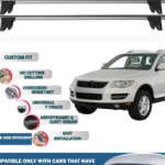 Lockable Car Roof Rack Cross Bars for Volkswagen Touareg 2003-2010, Fits Raised Roof Rails with Gap to Car Roof, Ideal Rail Carrier for Kayak Roof Rack, 2-Piece Grey