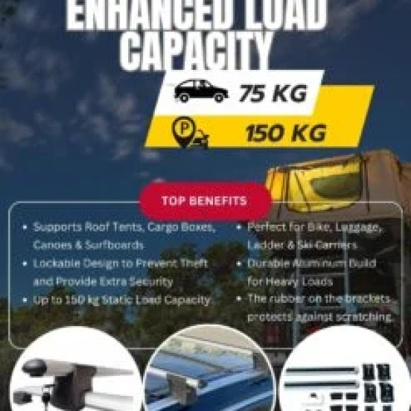 Lockable Car Roof Rack Cross Bars for Volvo Xc70 Estate 2008-2016, Fits Raised Roof Rails with Gap to Car Roof, Ideal Rail Carrier for Kayak Roof Rack, 2-Piece Black