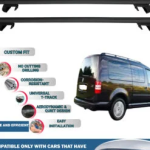 Roof Rack Cross Bars Compatible with Volkswagen Caddy Maxi Life 5D 2007-2015, Fits Raised Roof Rails with Gap to Car Roof, Ideal Rail Carrier for Roof Tents, 4-Piece Black