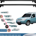 Roof Rack Cross Bars Compatible with Citroen Berlingo Multispace 5D 2003-2007, Fits Raised Roof Rails with Gap to Car Roof, Ideal Rail Carrier for Roof Tents, 4-Piece Black