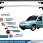 Roof Rack Cross Bars Compatible with Citroen Berlingo Multispace 5D 2003-2007, Fits Raised Roof Rails with Gap to Car Roof, Ideal Rail Carrier for Roof Tents, 4-Piece Silver