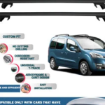 Roof Rack Cross Bars Compatible with Citroen Berlingo Multispace 5D 2008-2018, Fits Raised Roof Rails with Gap to Car Roof, Ideal Rail Carrier for Roof Tents, 4-Piece Black