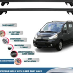 Roof Rack Cross Bars Compatible with Citroen Jumpy 2006-2016, Fits Raised Roof Rails with Gap to Car Roof, Ideal Rail Carrier for Roof Tents, 4-Piece Black