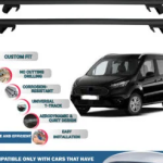 Roof Rack Cross Bars Compatible with Ford Connect 2 2014 Onwards, Fits Raised Roof Rails with Gap to Car Roof, Ideal Rail Carrier for Roof Tents, 4-Piece Black