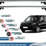 Roof Rack Cross Bars Compatible with Ford Connect 2 2014 Onwards, Fits Raised Roof Rails with Gap to Car Roof, Ideal Rail Carrier for Roof Tents, 4-Piece Silver