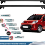 Roof Rack Cross Bars Compatible with Fiat Fiorino/Qubo 2007-2023, Fits Raised Roof Rails with Gap to Car Roof, Ideal Rail Carrier for Roof Tents, 4-Piece Black