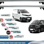 Roof Rack Cross Bars Compatible with Toyota Proace/Verso 2016-2024, Fits Raised Roof Rails with Gap to Car Roof, Ideal Rail Carrier for Roof Tents, 4-Piece Silver