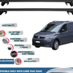 Roof Rack Cross Bars Compatible with Volkswagen Caddy Van 2021-2023, Fits Raised Roof Rails with Gap to Car Roof, Ideal Rail Carrier for Roof Tents, 4-Piece Black